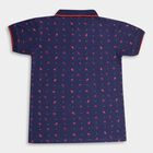 Boys' Deep Midnight Navy Blue Cotton Collar Half Sleeves T-Shirt, Navy Blue, small image number null