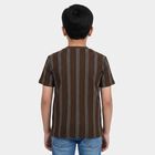 Boys Brown Round Neck Striped Boys T-Shirt, Brown, small