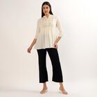 Women's Beige Notch Neck Floral Printed Kurti, Beige, small