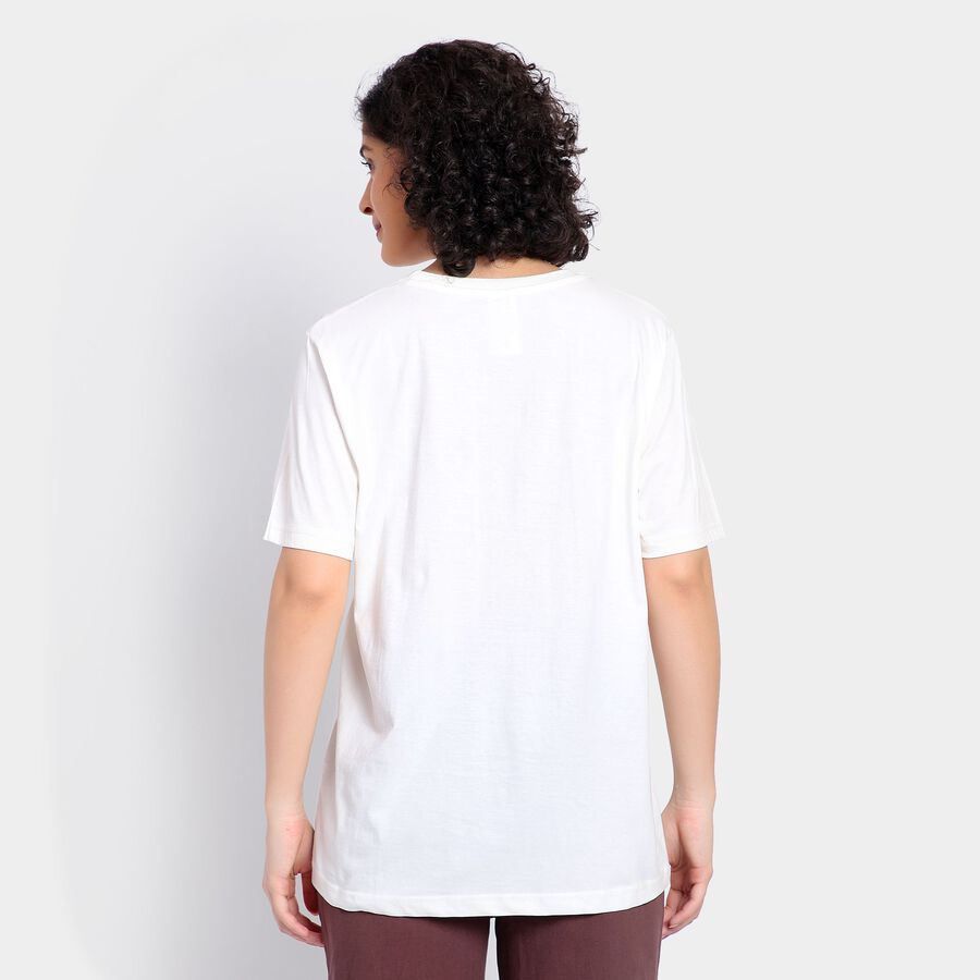 Ladies' 100% Cotton Round Neck T-Shirt, Off White, large image number null