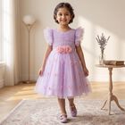 Girls' Lilac A-Line Casual Frock, Lilac, small