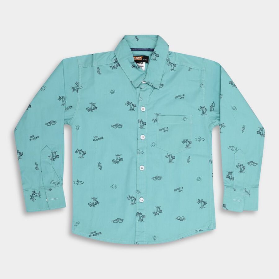 Boys' Cotton Casual Shirt, Dark Green, large image number null
