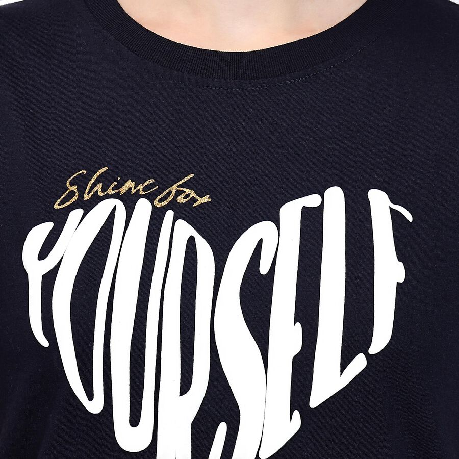 Ladies' Round Neck T-Shirt , नेवी ब्लू, large image number null