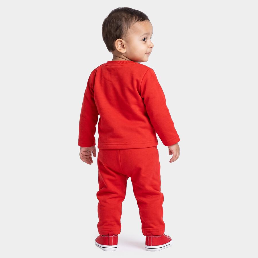 Infants' Red Round Neck Graphic Baba Suit, Red, large