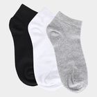 Men's Black, White and Grey Ankle Length Cotton Blend Socks Pack of 3, Black, small