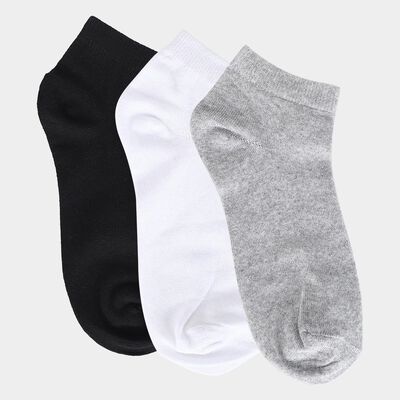 Men's Black, White and Grey Ankle Length Cotton Blend Socks Pack of 3