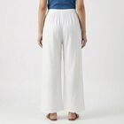 Women's White Wide-Leg Elastic Waist Palazzos, सफ़ेद, small