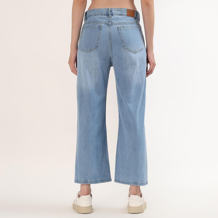 Women's Blue Straight Fit High-Rise Washed Jeans, Light Blue, large