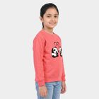 Girls' Coral Crew Neck Graphic Print Sweatshirt, मूँगा (कोरल), small