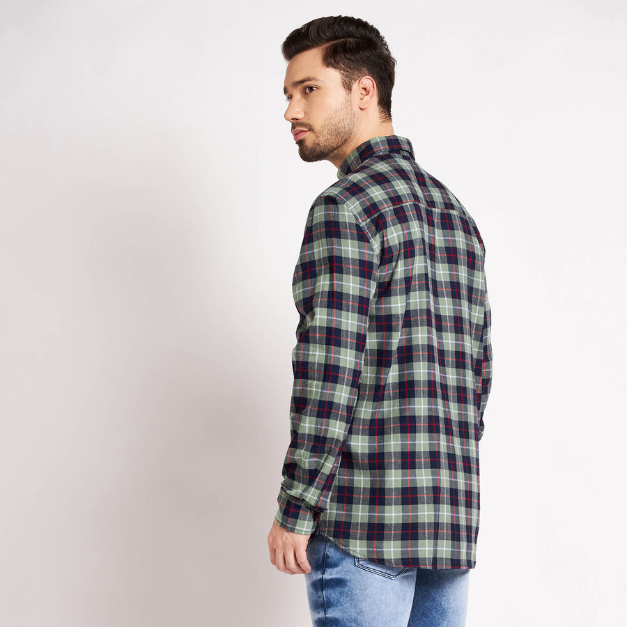 Cotton Checks Casual Shirt, Light Green, large image number null