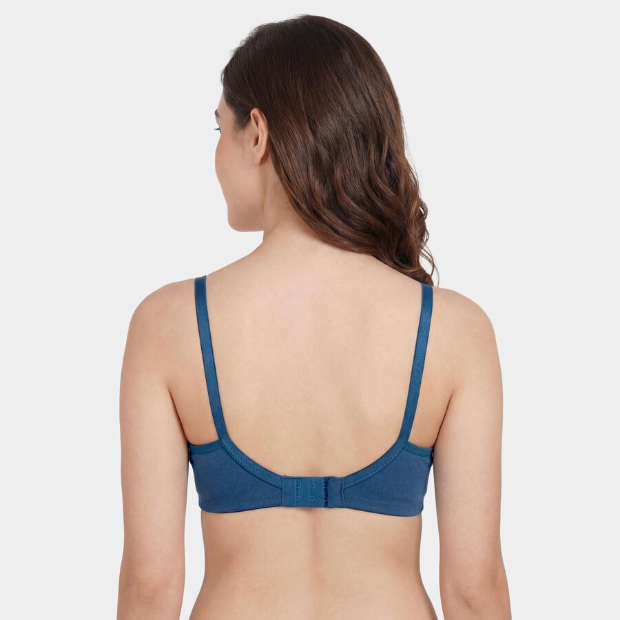 Women's Blue Cotton Padded Wire-Free T-Shirt Bra, Teal Blue, large