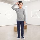Boys' Grey Long Sleeve Thermal, Melange Mid Grey, small