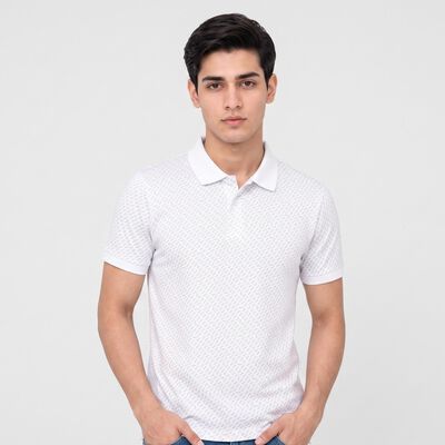 Men's White Cotton Polo Neck Polo T-Shirt