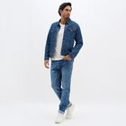 Men's Stonewashed Blue Slim Fit Jeans, हल्का नीला, small image number null