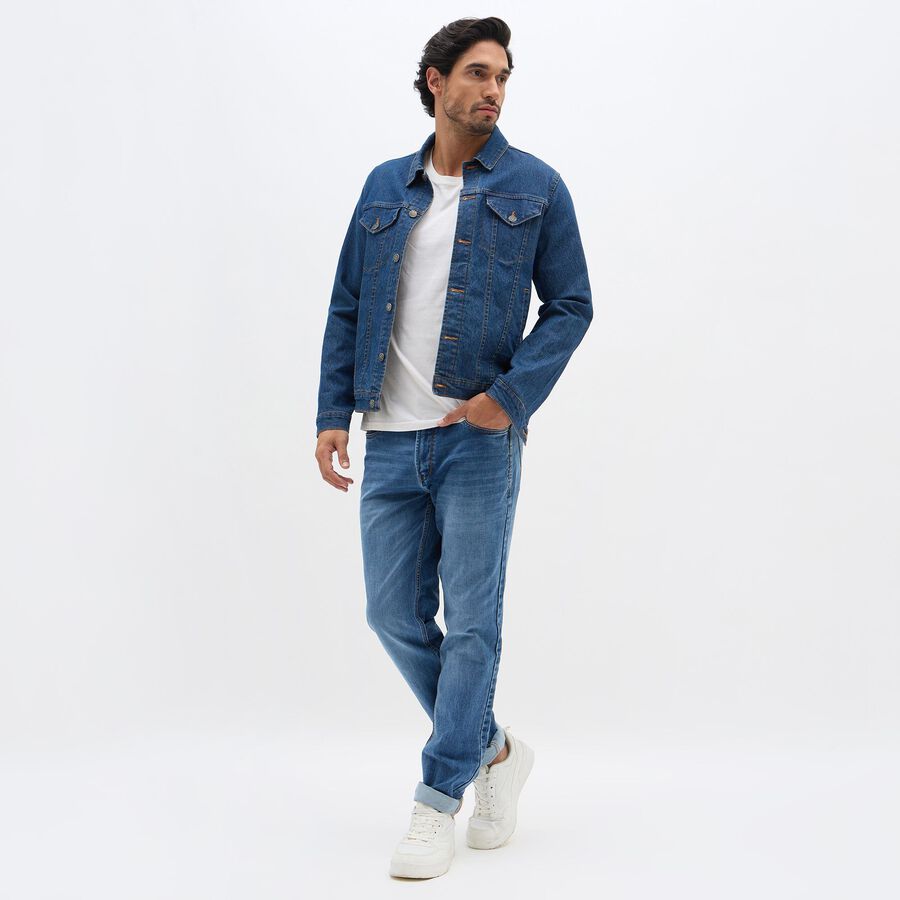 Men's Stonewashed Blue Slim Fit Jeans, हल्का नीला, large image number null