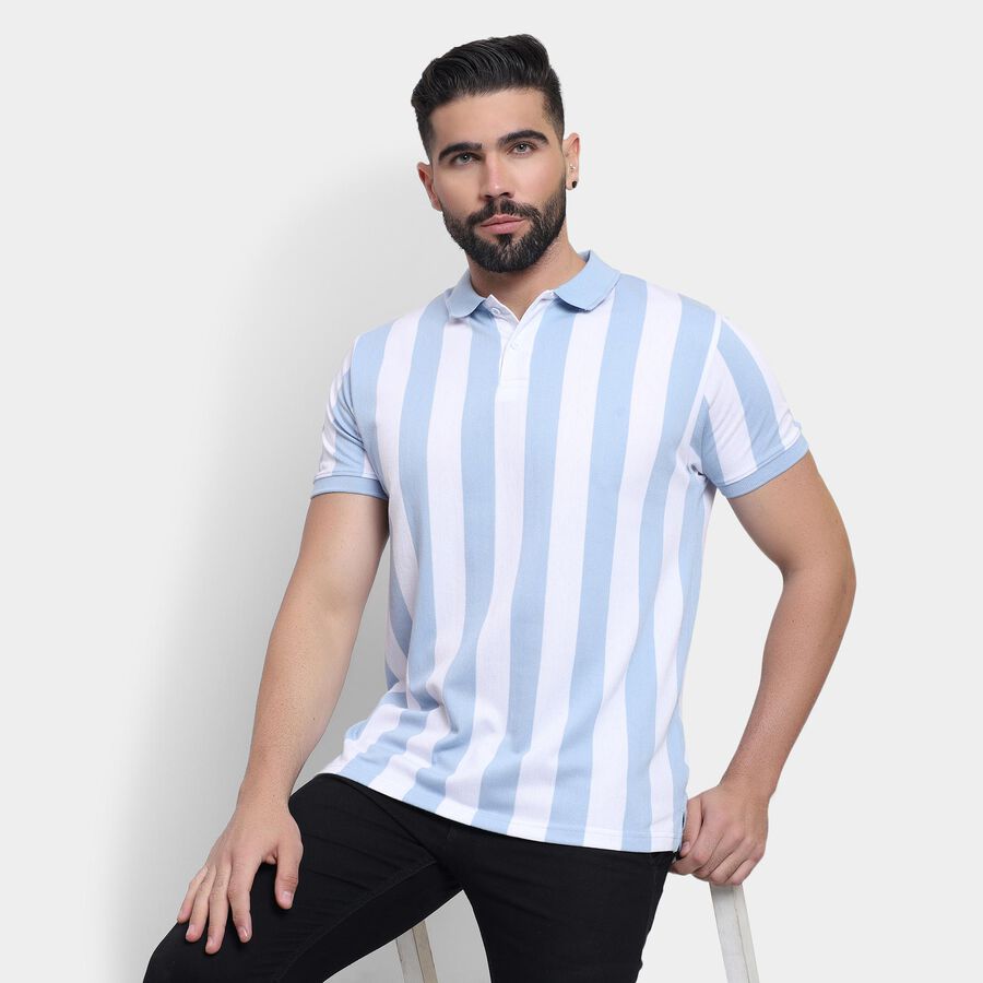 Men's Collared Half Sleeves T-Shirt , हल्का नीला, large image number null