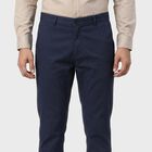 Men's Navy Blue Slim Fit Casual Trousers, गहरा नीला, small