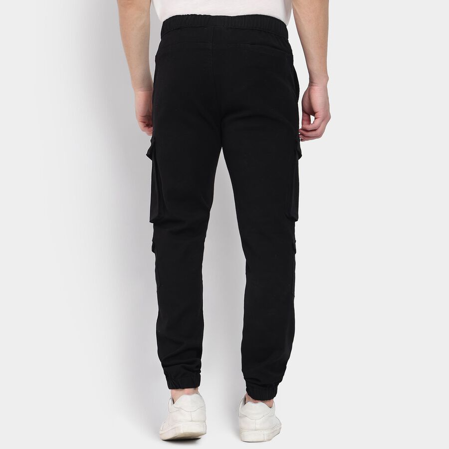 Men's Slim Fit Casual Trousers, काला, large image number null