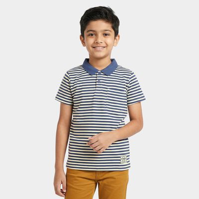 Boys Navy Blue Crew Neck Casual T-Shirt