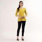 Women's Yellow Notch Neck Floral Printed Kurti, Yellow, small