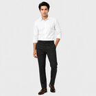 Men's Navy Blue Slim Fit Checked Formal Trousers, Navy Blue, small