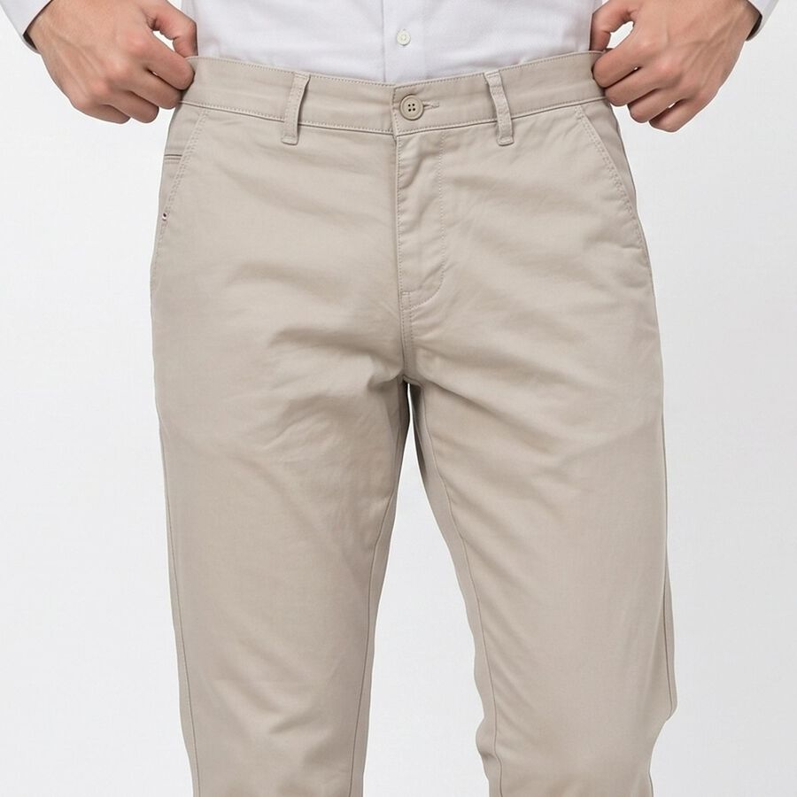 Men's Silver Slim Fit Chino Trousers, सिल्वर, large