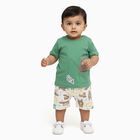 Infants' Olive Cotton Round Neck Graphic Baba Suit, Olive, small image number null