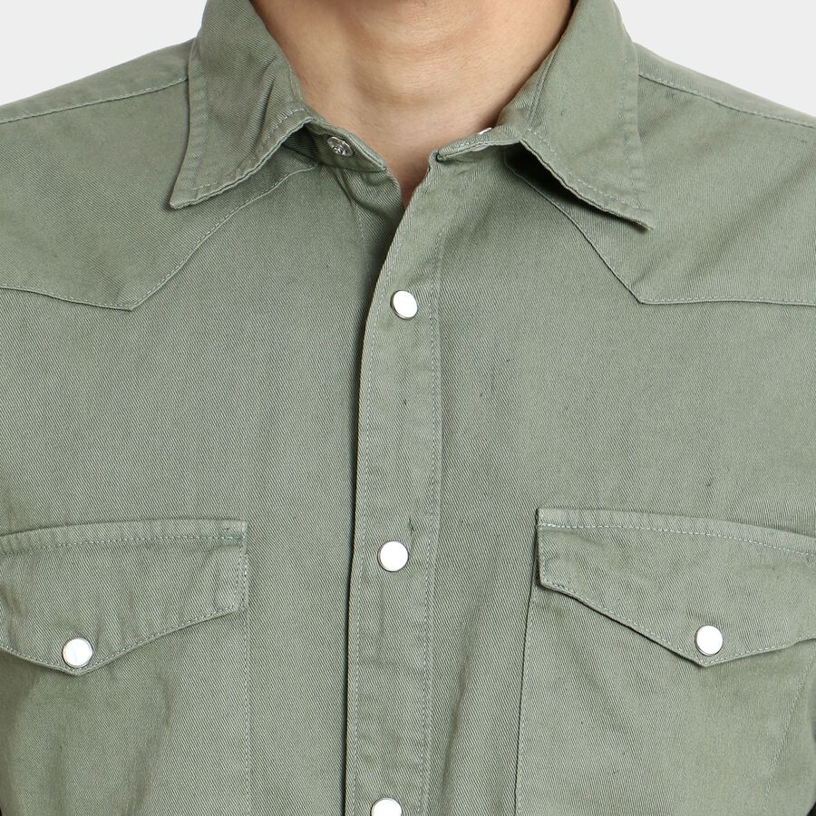 Men's 100% Cotton Casual Shirt, Olive, large image number null