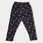 Girls' Dark Navy Blue Printed Cotton Blend Legging, नेवी ब्लू, small image number null