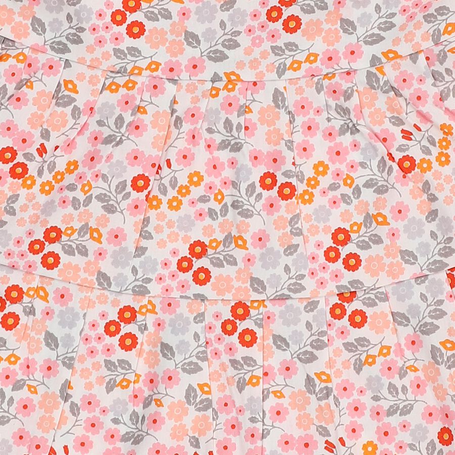 Infants' Pink Floral Cotton Ruffled Frock, हल्का गुलाबी, large image number null