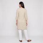 Women's Beige Round Neck Printed Kurta, Beige, small