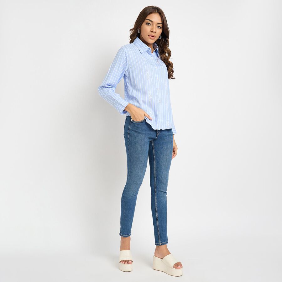 Ladies'  Stripes Shirt, हल्का नीला, large image number null