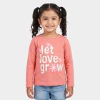 Girls Pink Round Neck Regular Top, हल्का गुलाबी, small