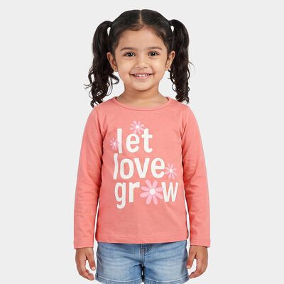 Girls Pink Round Neck Regular Top