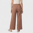 Women's Brown Relaxed Fit Solid Elastic Waist Pyjama, Brown, small