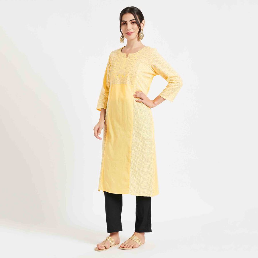 Embroidered Kurta, Yellow, large image number null