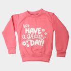 Girls Pink Crew Neck Graphic Print Sweatshirt, Pink, small