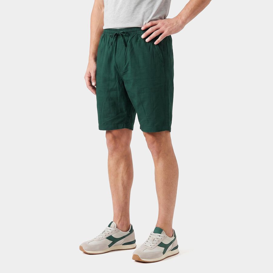 Men's Green Regular Fit Drawstring Jamaican Shorts, हल्का हरा, large