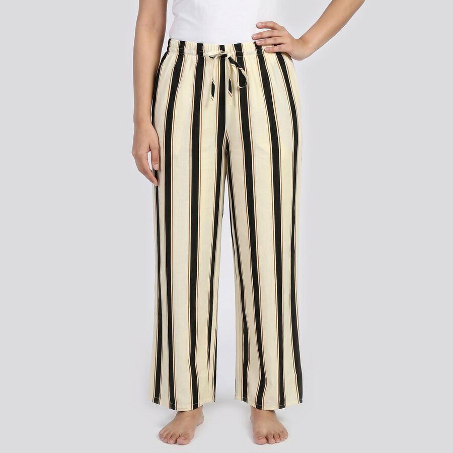 Women's White Regular Fit Solid Pyjama, Off White, large