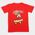 Boys Red Crew Neck Regular Boys T-Shirt, लाल, small