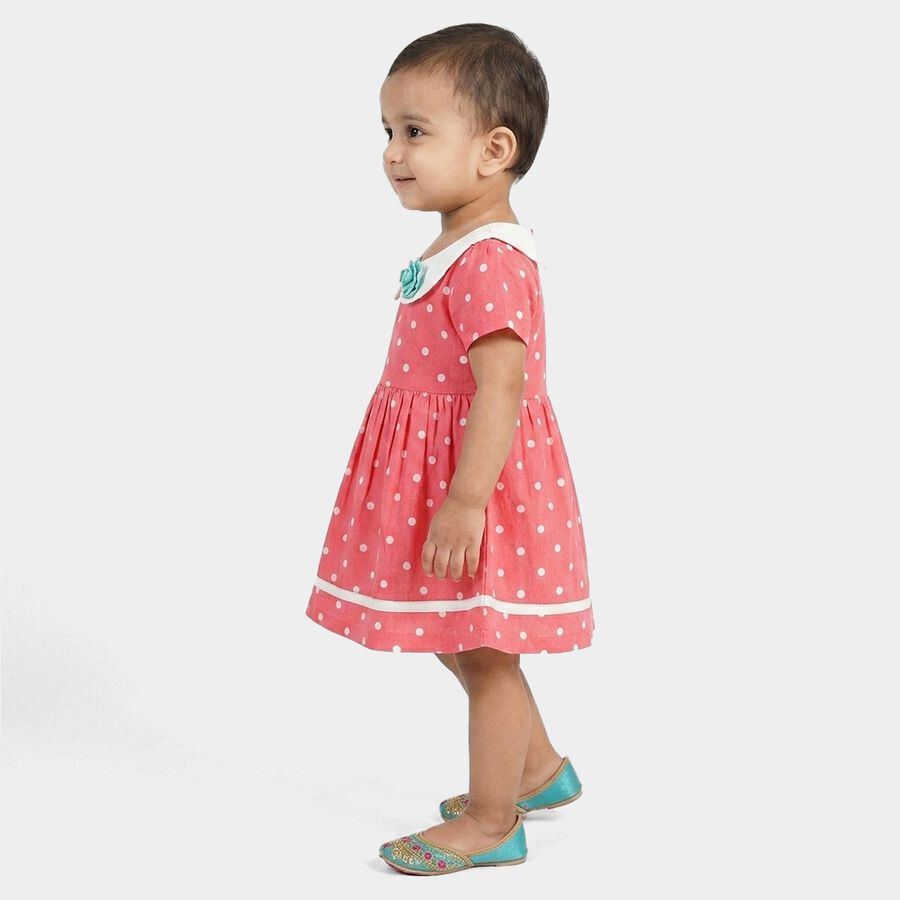 Infants' Pink Polka Dot Fit and Flare Frock, गुलाबी, large