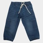 Boys Blue Jogger Fit Utility Pocket Jeans, मध्यम नीला, small