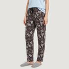 Women's Purple Straight-Fit Leaf Printed Drawstring Pyjama, बैंगनी, small