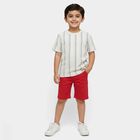 Boys Off-White Round Neck Casual T-Shirt, Off White, small