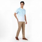 Men's Light Blue Cotton Round Neck Casual T-Shirt, Light Blue, small