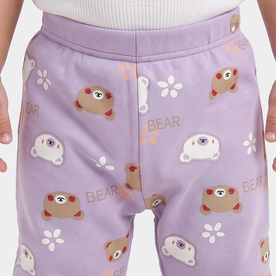 Infants' Purple Jogger Bear Printed Pyjama, बैंगनी, large