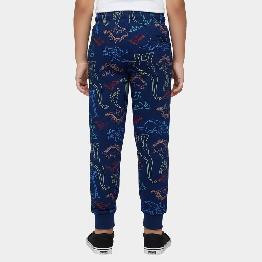 Boys' Midnight Navy Blue Regular Fit Dinosaur Printed Pyjama, Navy Blue, large