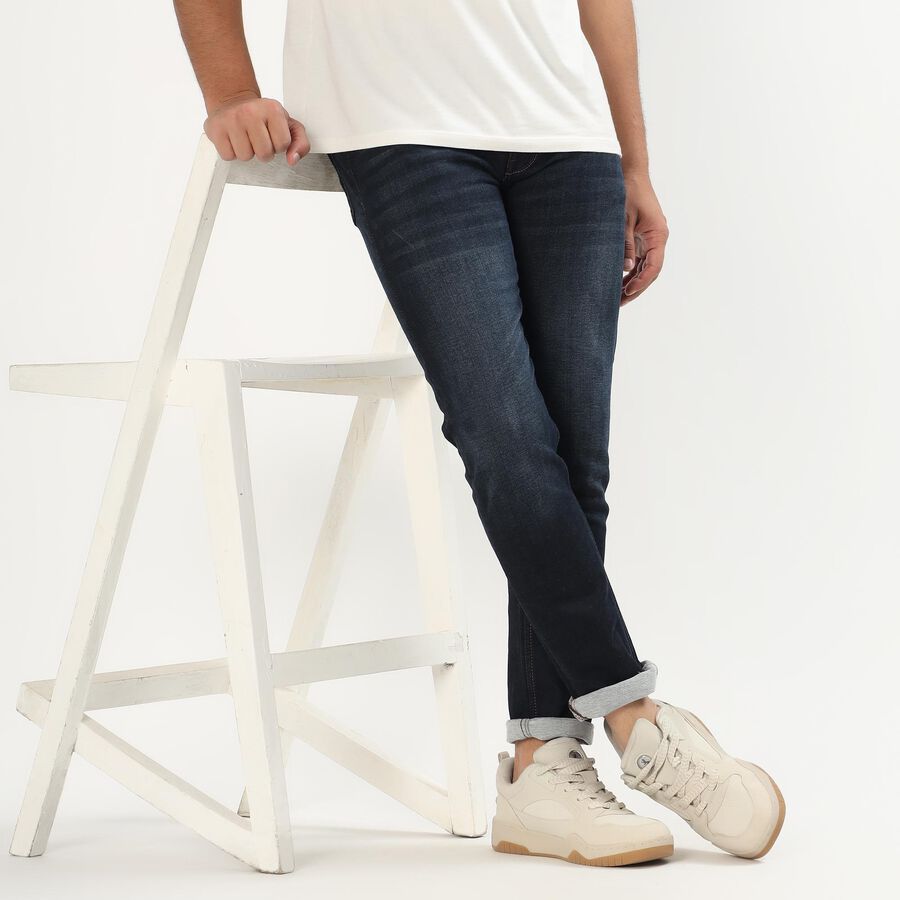 Men's Dark Indigo Skinny Fit Jeans, Dark Blue, large image number null