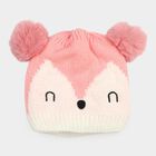Girls' Pink Pom-Pom Beanie Cap, Light Pink, small