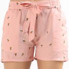 Girls' Soft Pink Printed Paper Bag Shorts, गुलाबी, small image number null